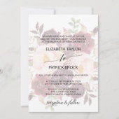 Elegant Calligraphy | Faded Floral Formal Wedding Invitation (Front)