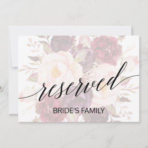 Elegant Calligraphy  Faded Floral Reserved Sign