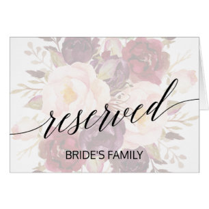 Elegant Calligraphy   Faded Floral Reserved Sign Cards