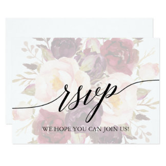 Elegant Calligraphy Faded Floral Song Request RSVP Card