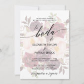 Elegant Calligraphy | Faded Floral Spanish Wedding Invitation (Front)