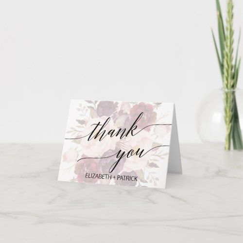 Elegant Calligraphy  Faded Floral Thank You Card