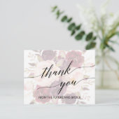 Elegant Calligraphy | Faded Floral Thank You Postcard (Standing Front)