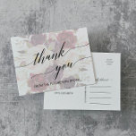 Elegant Calligraphy | Faded Floral Thank You Postcard<br><div class="desc">This elegant calligraphy faded floral thank you postcard is perfect for a fall wedding. The design features romantic and whimsical typography overlaying a gorgeous bouquet of blush pink, marsala and burgundy flowers. Personalize the front of the card with a short message. Personalize the back with a longer thank you message....</div>