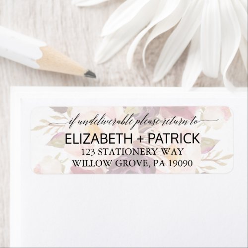 Elegant Calligraphy  Faded Floral Wedding Label