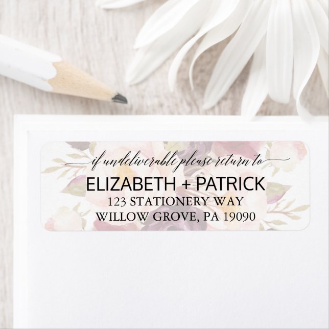 Elegant Calligraphy | Faded Floral Wedding Label (Insitu)