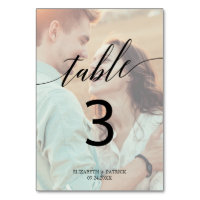 Elegant Calligraphy | Faded Photo Table Number