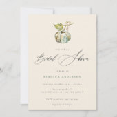 Elegant Calligraphy Fall Pumpkin Bridal Shower Invitation (Front)