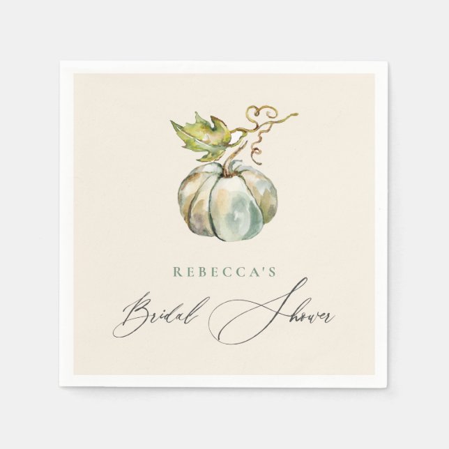 Elegant Calligraphy Fall Pumpkin Bridal Shower Napkins (Front)