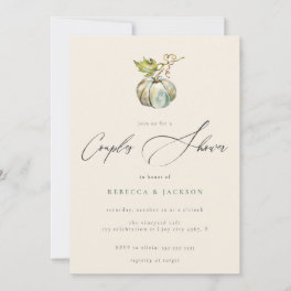 Elegant Calligraphy Fall Pumpkin Couples Shower Invitation