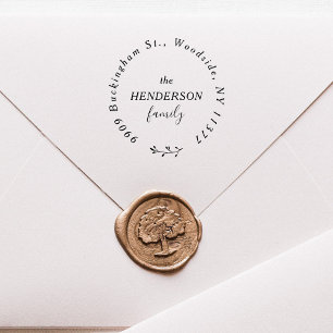 Elegant Calligraphy Family Name Circular Address Self-inking Stamp