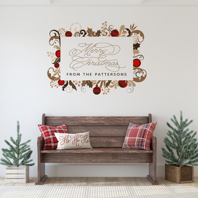    Elegant Calligraphy Family Name Merry Christmas Wall Decal (Creator Uploaded)