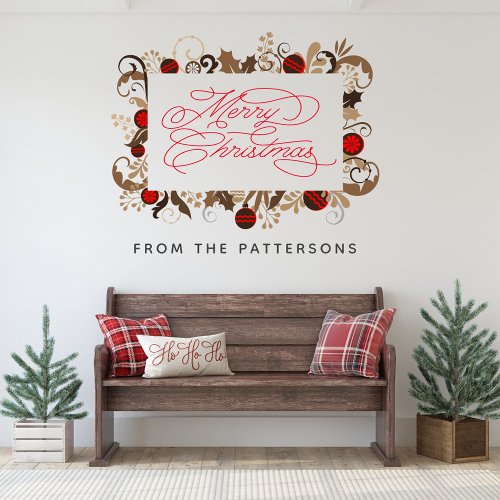    Elegant Calligraphy Family Name Merry Christmas Wall Decal