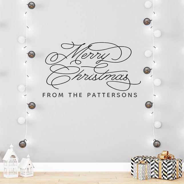    Elegant Calligraphy Family Name Merry Christmas Wall Decal (Creator Uploaded)