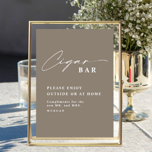 Elegant Calligraphy Favor Cigar Bar Wedding Sign