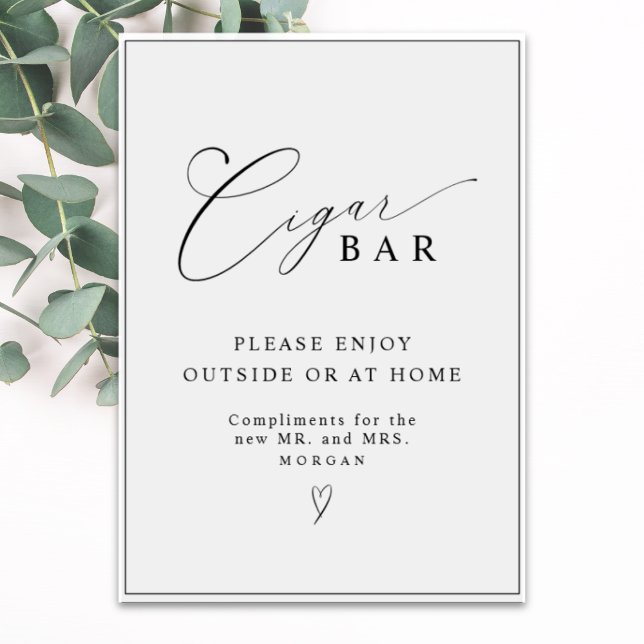 Elegant Calligraphy Favor Cigar Bar Wedding Sign (Creator Uploaded)