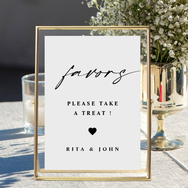Elegant Calligraphy Favor Wedding Table Sign (Creator Uploaded)