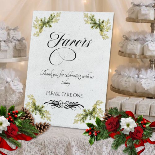 Elegant Calligraphy Favors - White/Black Pedestal Sign