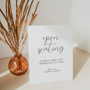 Elegant Calligraphy Find Your Seat Open Seating Pedestal Sign