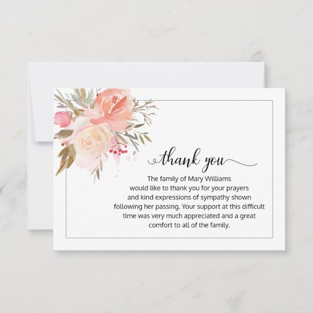 Elegant Calligraphy Floral Funeral Thank You (Front)