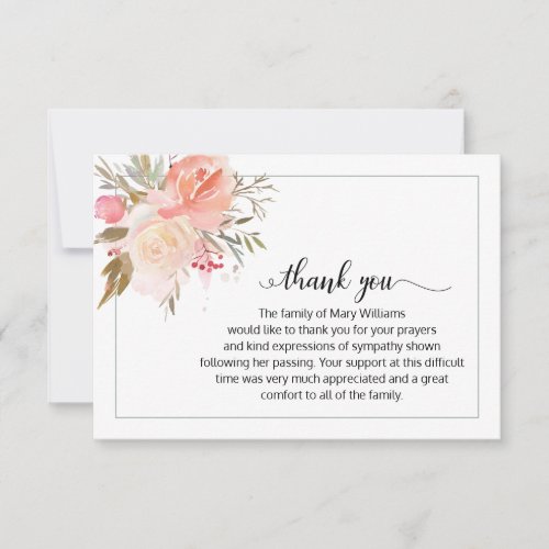 Elegant Calligraphy Floral Funeral Thank You