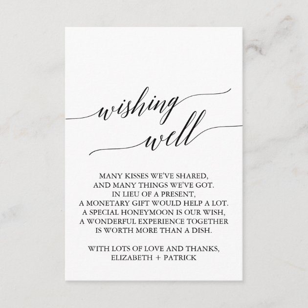 Elegant Calligraphy | Floral Wedding Wishing Well Enclosure Card