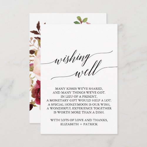 Elegant Calligraphy  Floral Wedding Wishing Well Enclosure Card
