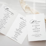 Elegant Calligraphy Folded Wedding Program<br><div class="desc">This elegant calligraphy folded wedding program is perfect for a rustic wedding. The simple and stylish design features classic and fancy script typography in black and white. Include a quote or short message,  order of service,  wedding party and thank you message.</div>