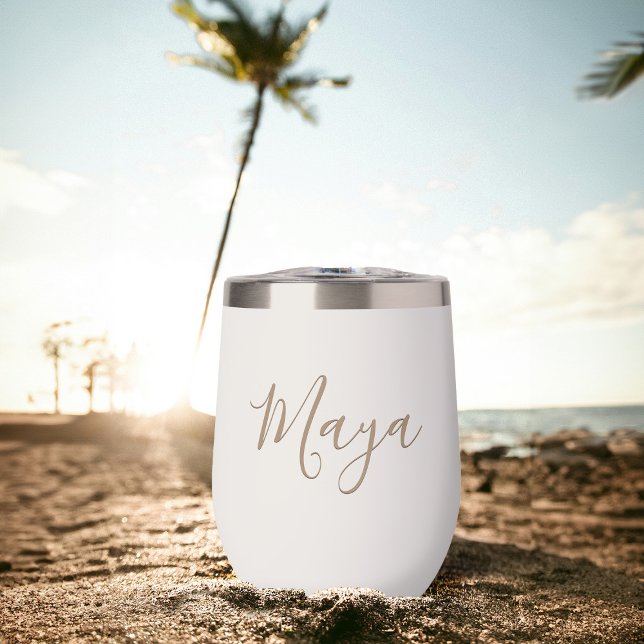 Elegant Calligraphy font Custom Name Text Thermal Wine Tumbler (Creator Uploaded)