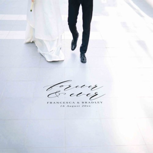 Elegant Calligraphy Forever and Ever Wedding Floor Decals