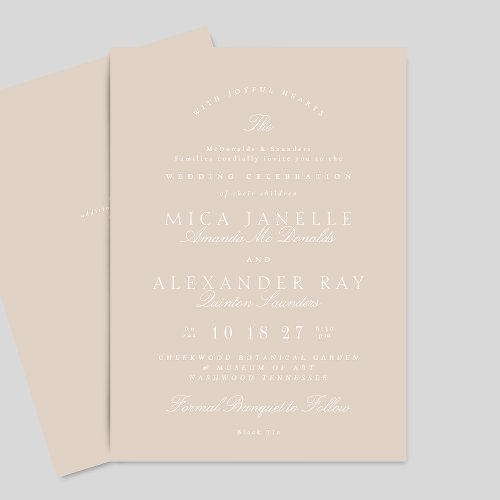 Elegant Calligraphy Formal Blush Pink Wedding Invitation