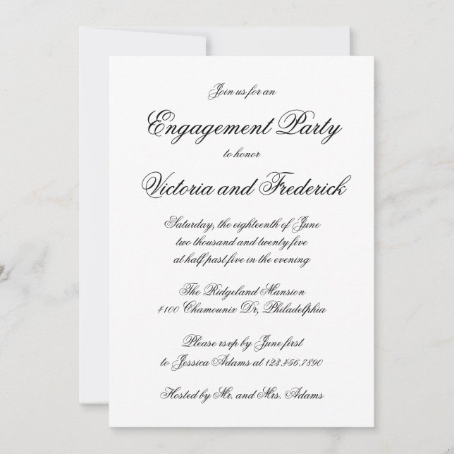 Elegant Calligraphy Formal Engagement Party Invitation (Front)