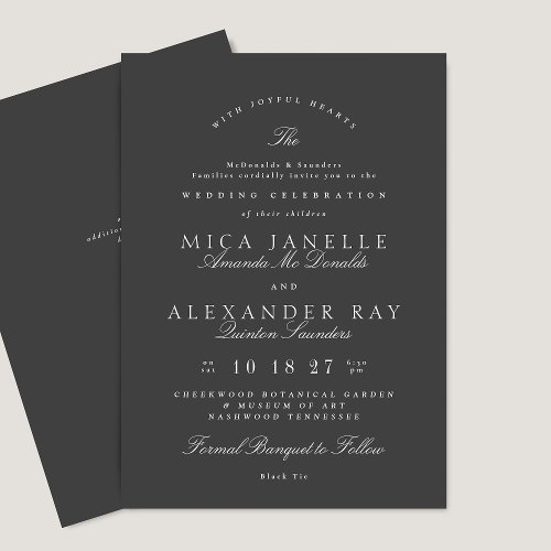 Elegant Calligraphy Formal Simple Classic Wedding Invitation