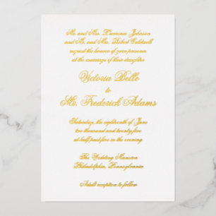 Elegant Calligraphy Formal Wedding Gold Foil Invitation