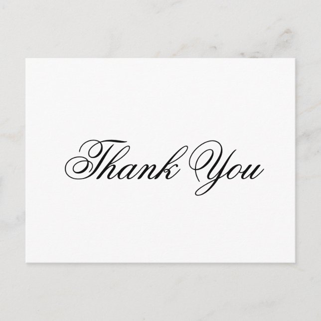 Elegant Calligraphy Formal Wedding Thank You Postcard (Front)