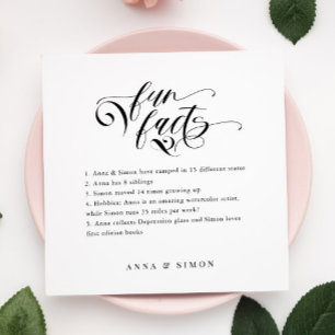 Elegant Calligraphy Fun Facts Wedding Napkins