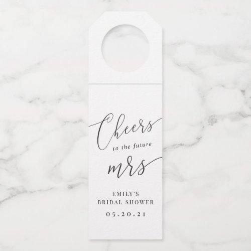 Elegant Calligraphy Future Mrs Bridal Shower Bottle Hanger Tag