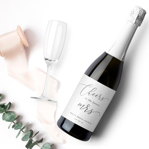 Elegant Calligraphy Future Mrs Bridal Shower Sparkling Wine Label