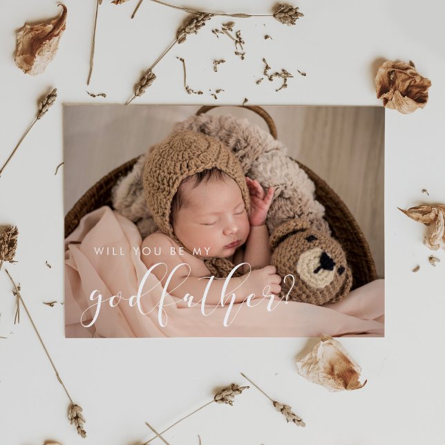 Elegant calligraphy Godfather proposal card (godfahter proposal photo card)