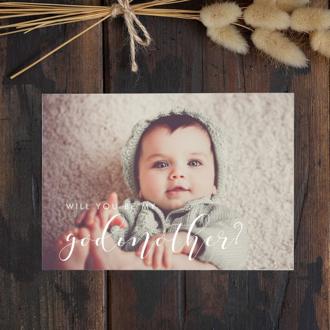 Elegant calligraphy Godmother proposal card (Creator Uploaded)