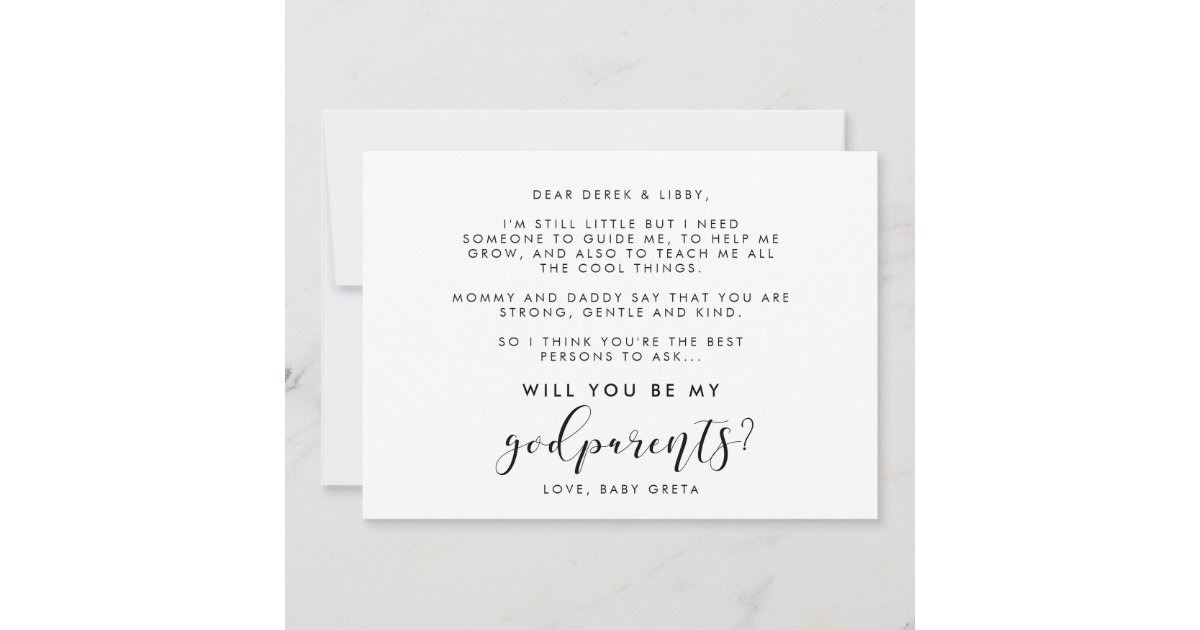 Elegant calligraphy Godparent proposal card | Zazzle