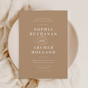 Elegant Calligraphy Gold and White Wedding  Invitation