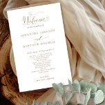Elegant Calligraphy Gold and White Wedding Program<br><div class="desc">Elegant Wedding program with beautiful modern hand written calligraphy in golden hues. Ability to make text changes and adjustments by selecting customize further. Front with wedding ceremony details, back with wedding party names and thank you message for your guests. NOTE: the text is not in real foil, but rather all...</div>