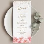 Elegant calligraphy gold & blush floral wedding menu<br><div class="desc">Modern chic calligraphy,  trendy faux gold glitter and blush pink watercolor floral design,  elegant and stylish,  great wedding menu for formal floral wedding,  spring garden wedding and summer beach wedding. 
See all the matching pieces in collection</div>