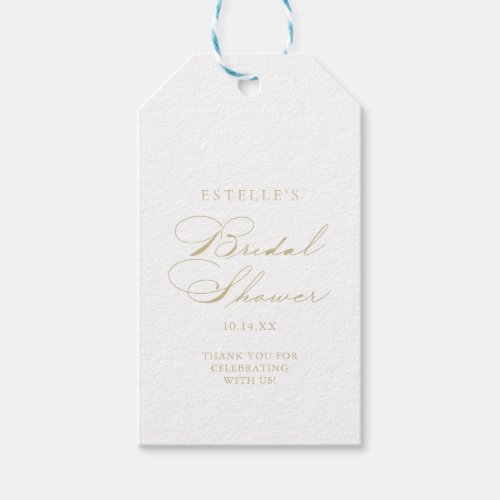 Elegant Calligraphy Gold Bridal Shower  Gift Tags