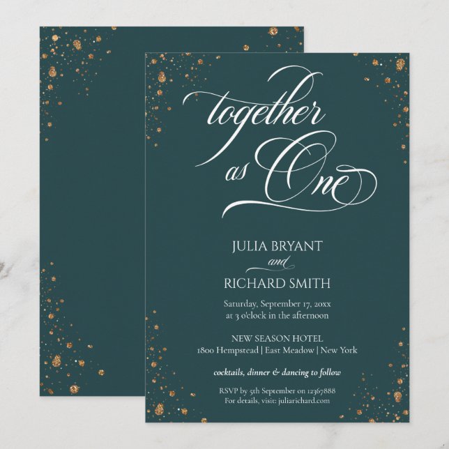 Elegant Calligraphy Gold Confetti Minimalist Invit Invitation (Front/Back)