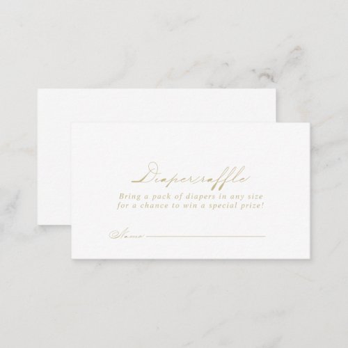 Elegant Calligraphy Gold Diaper Raffle Ticket   Enclosure Card