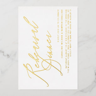 Elegant Calligraphy Gold Foil Rehearsal Dinner Foil Invitation