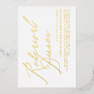 Elegant Calligraphy Gold Foil Rehearsal Dinner Invitation