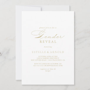 Elegant Calligraphy Gold Gender Reveal Party Invitation
